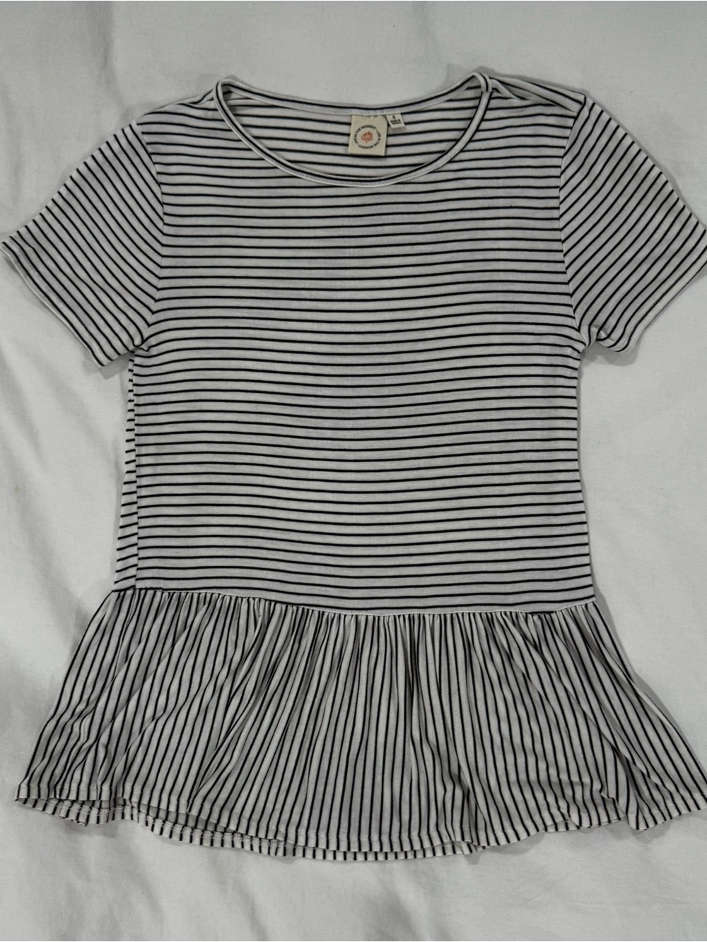Live In The Moment Striped Peplum Top White Black Women’s Small